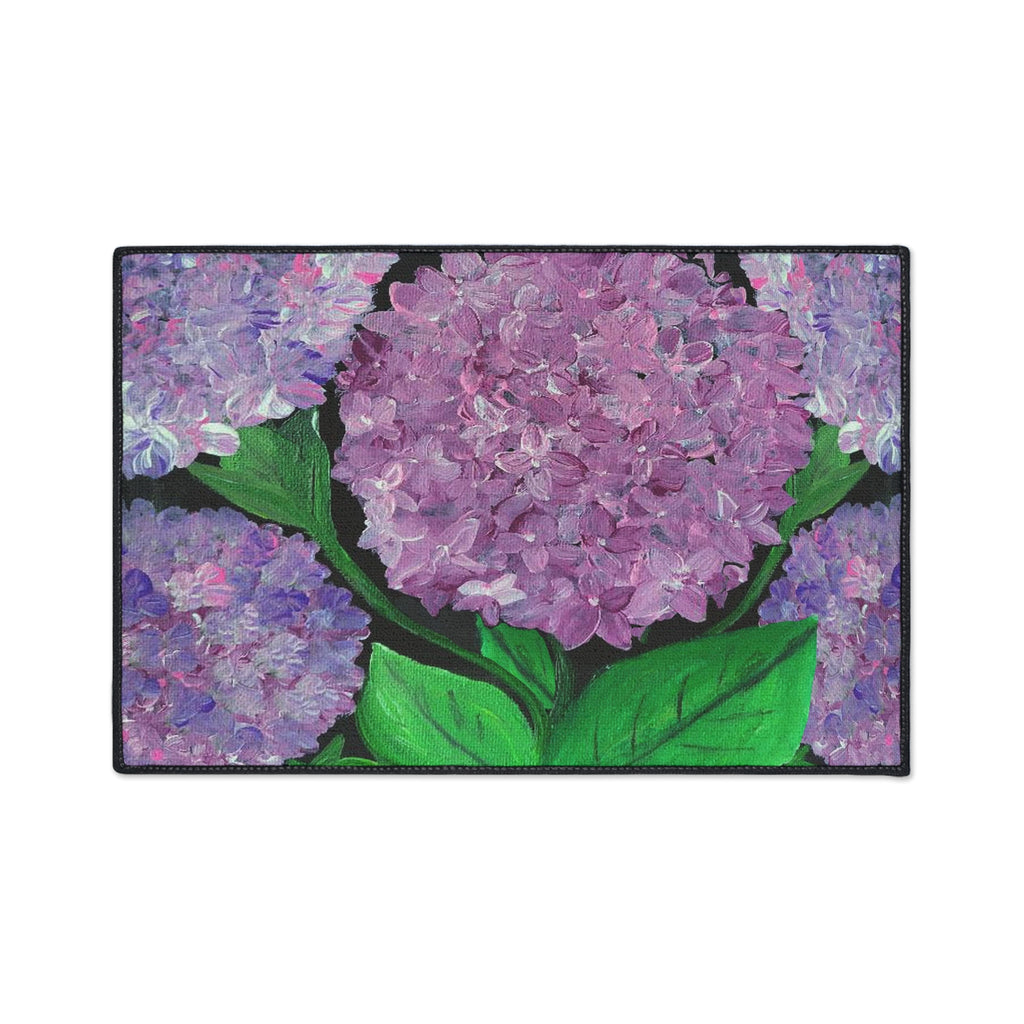 Purple Hydrangeas Floral Heavy-Duty Floor Mat