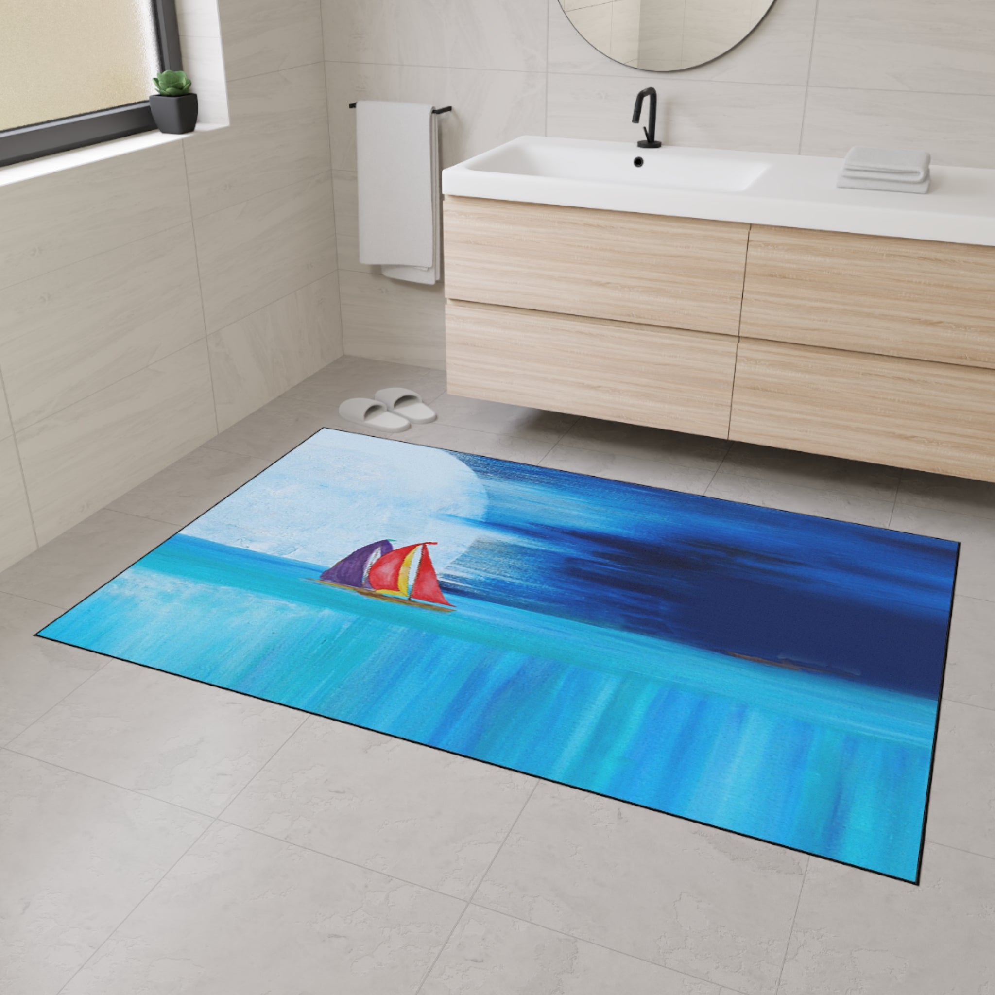 Sailboat Moonlight Heavy-Duty Floor Mat