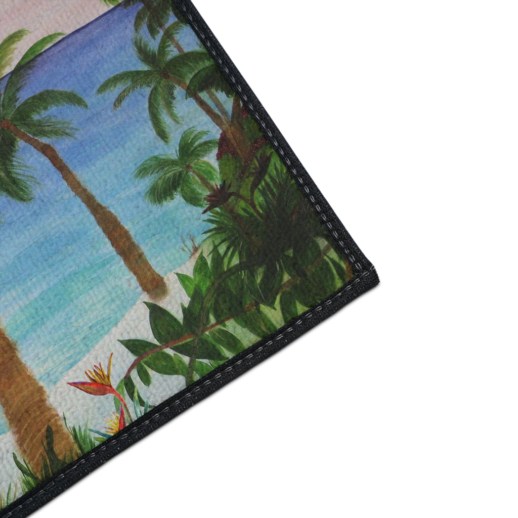 Tropical Palm Beach Floor Mat — Heavy Duty Non-Slip Entrance Rug