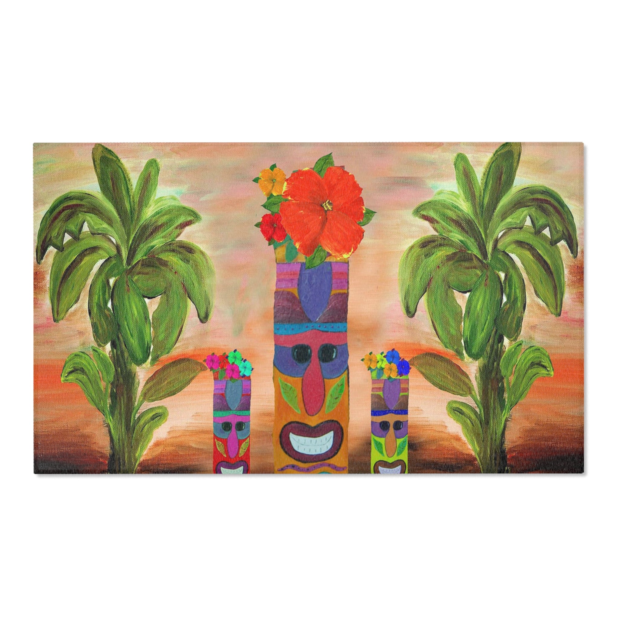 Tiki Trio Area Rug — Tropical Palm Beach Doormat