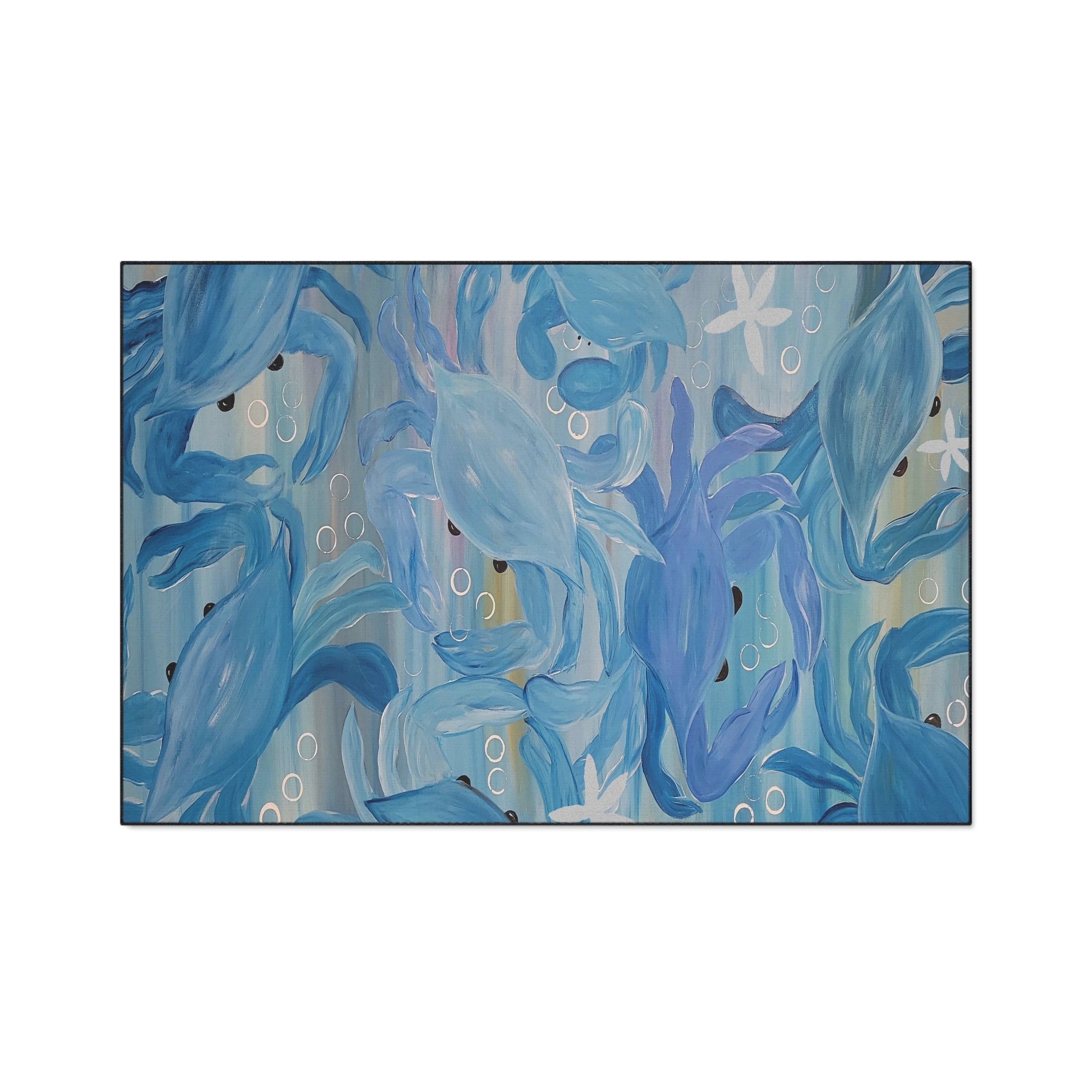 Blue Crab party Ocean Waves Heavy-Duty Floor Mat — Abstract Seascape Entrance Mat
