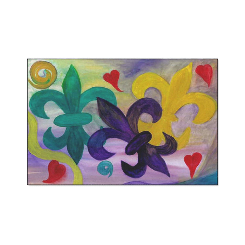 Mardi Gras Fleur-de-Lis Heavy Duty Floor Mat — Colorful Hearts & Fleur Design