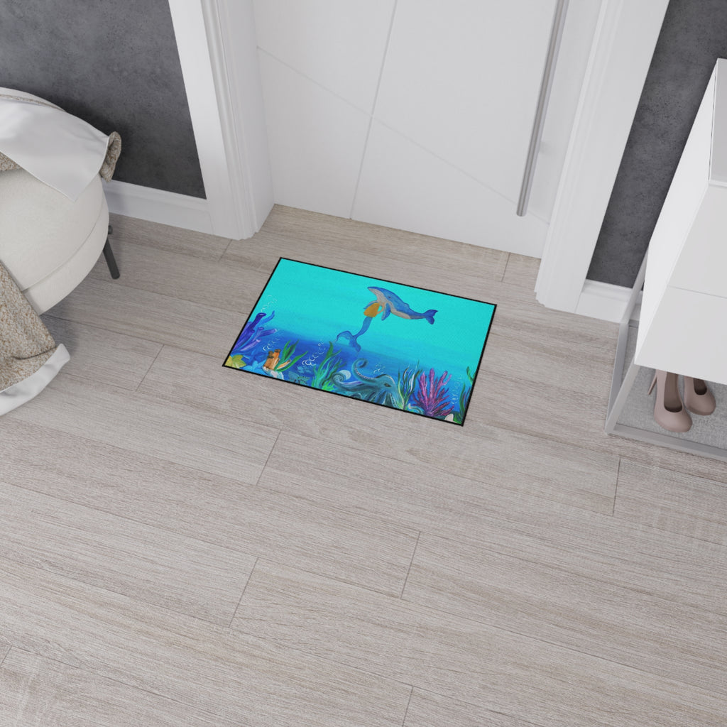 Underwater Mermaid and Whale Floor Mat — Ocean Wildlife Heavy Duty Doormat