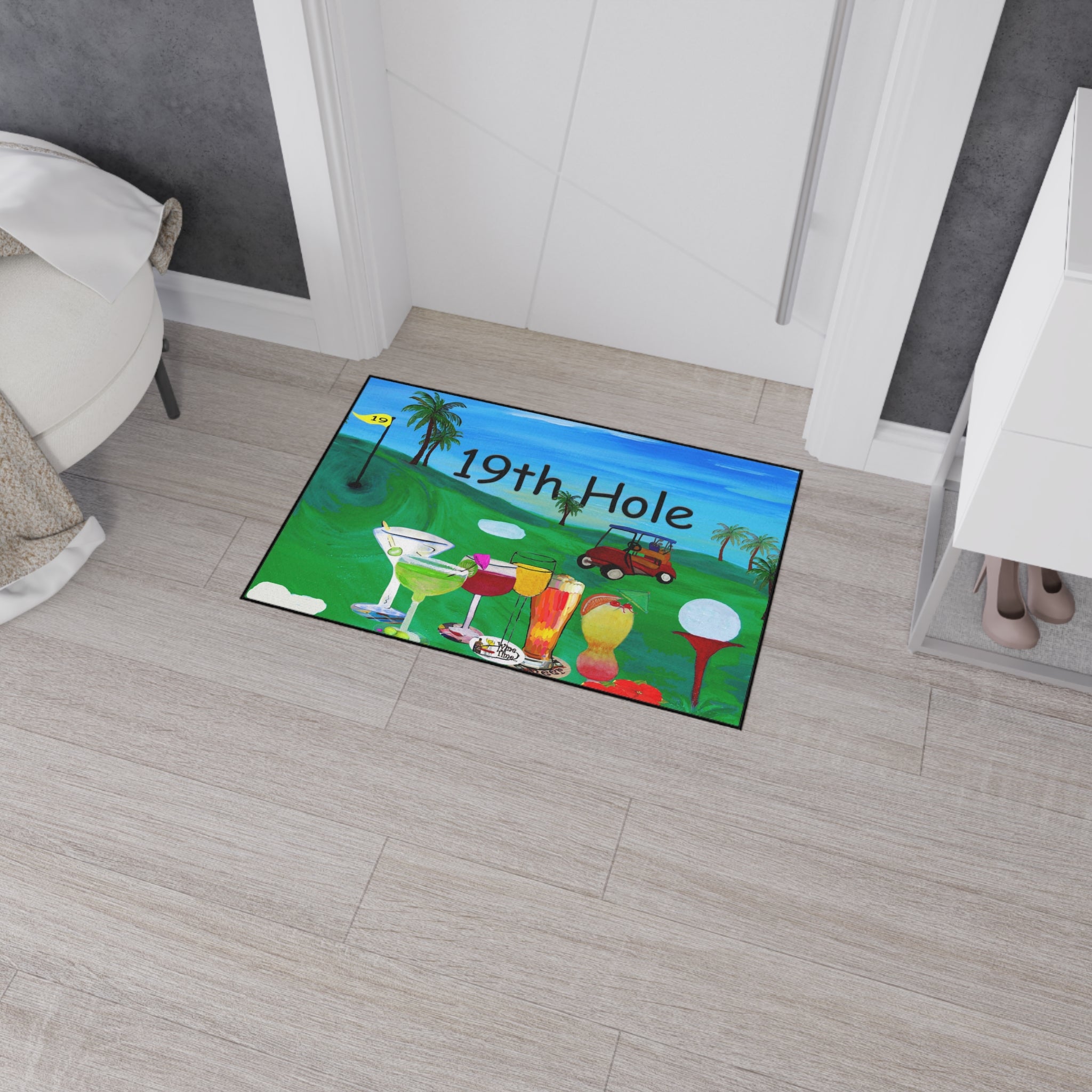 19th Hole Golf Bar Floor Mat — Heavy Duty Welcome Doormat for Golfers