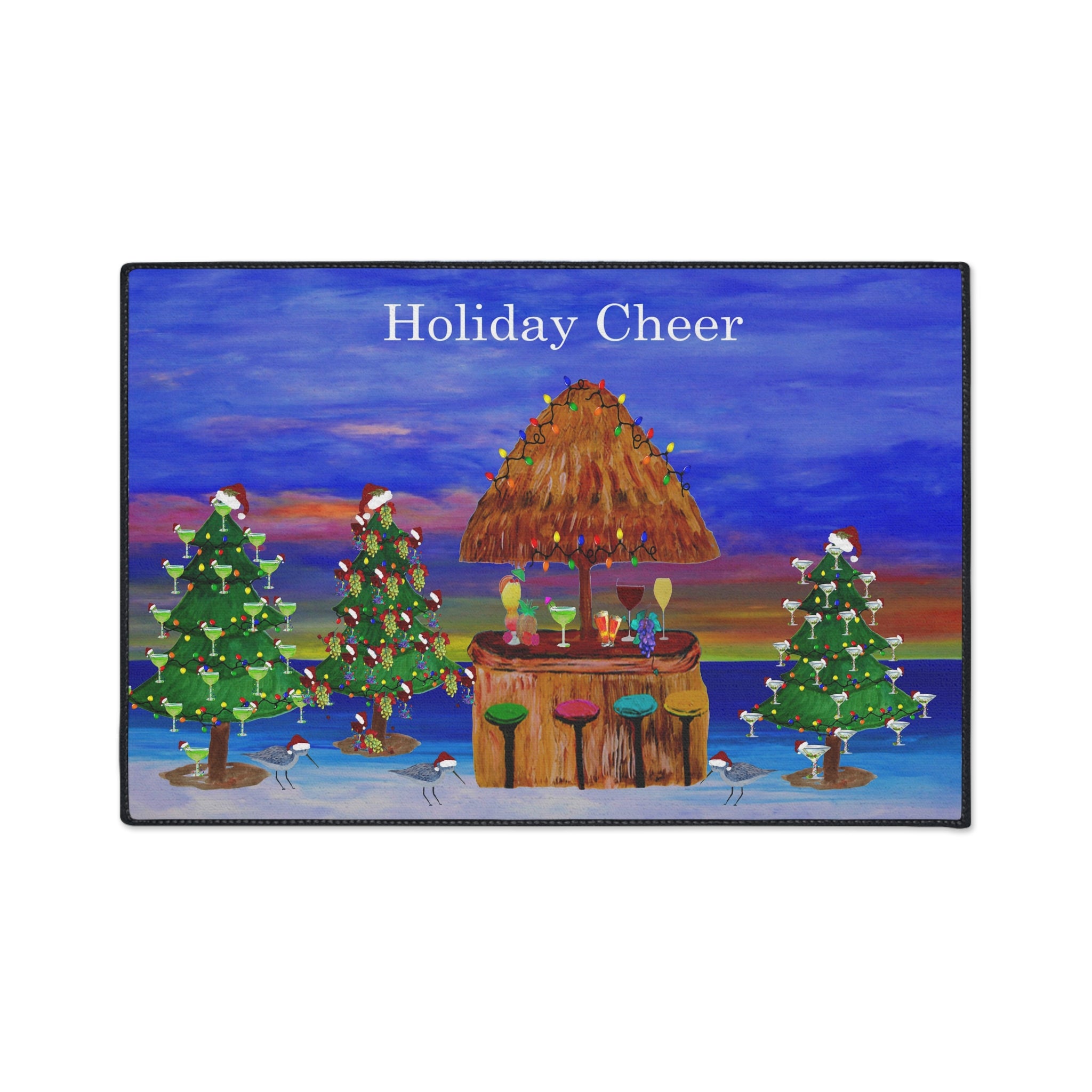 Holiday Cheer Heavy Duty Floor Mat — Tiki Bar Beach Christmas Doormat
