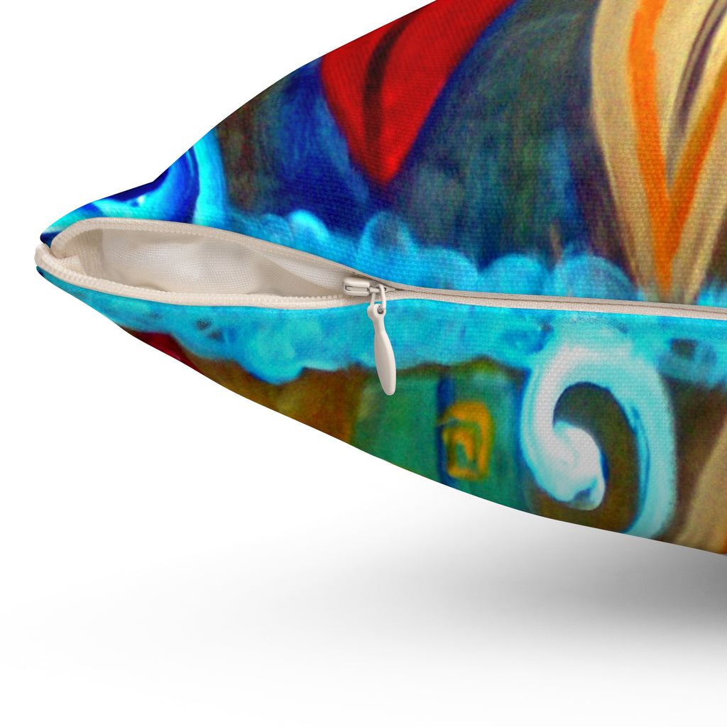 Surfboard Art Decorative Pillow — Colorful Tropical Beach Throw Pillow