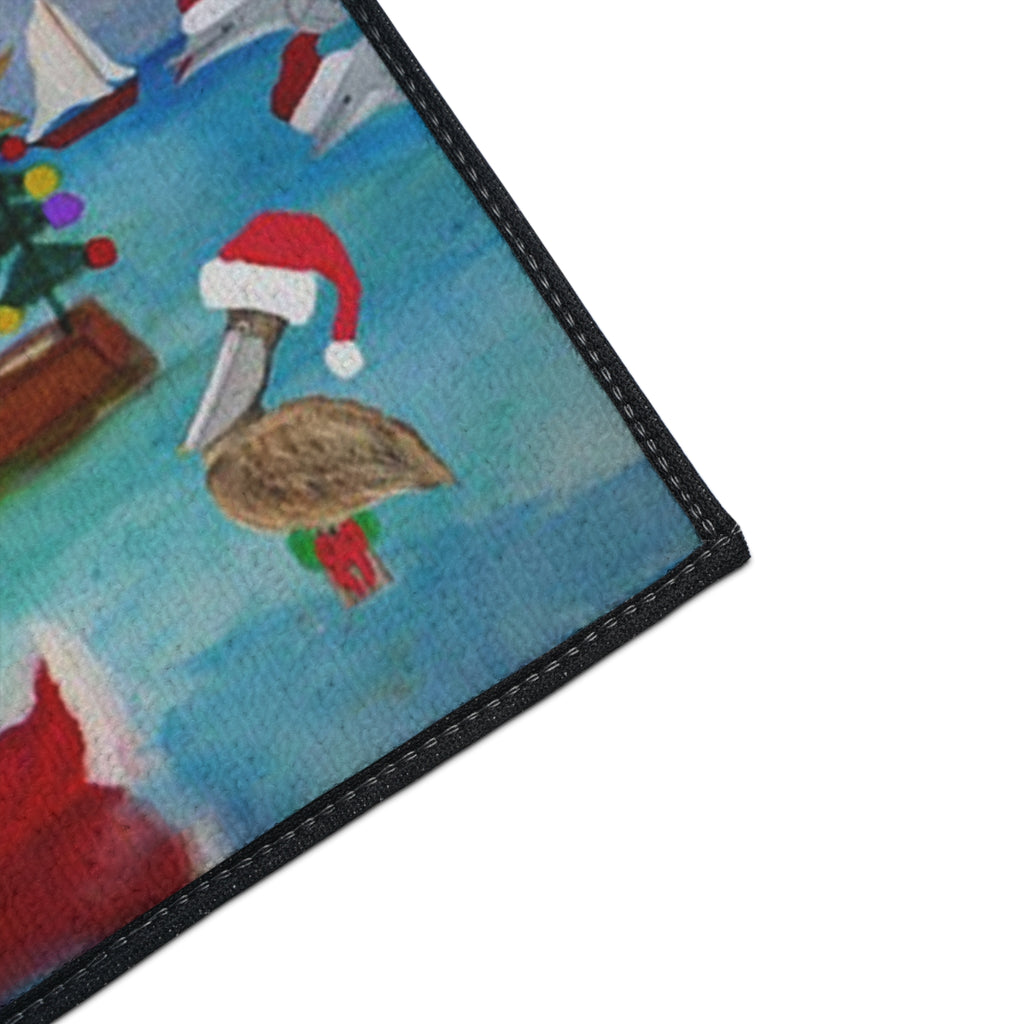 Christmas Beach Mat — Merry Christmas Coastal Holiday Doormat
