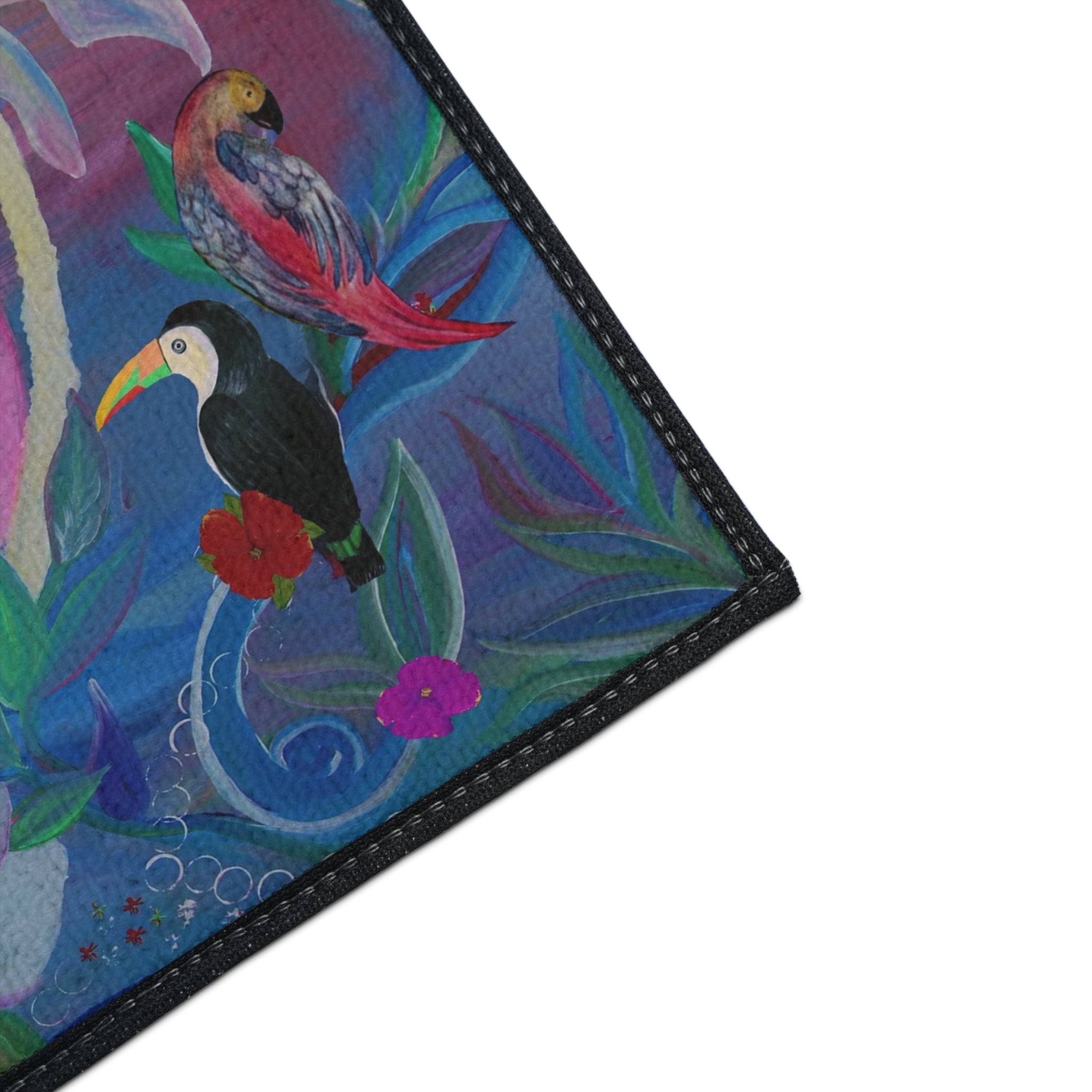 Tropical Flamingo Floor Mat — Colorful Jungle Bird Doormat