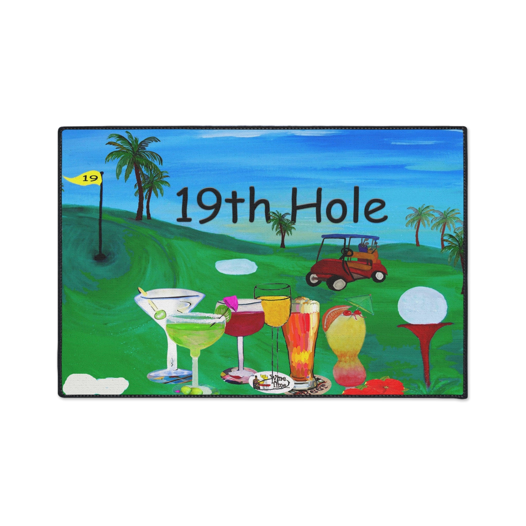 19th Hole Golf Bar Floor Mat — Heavy Duty Welcome Doormat for Golfers