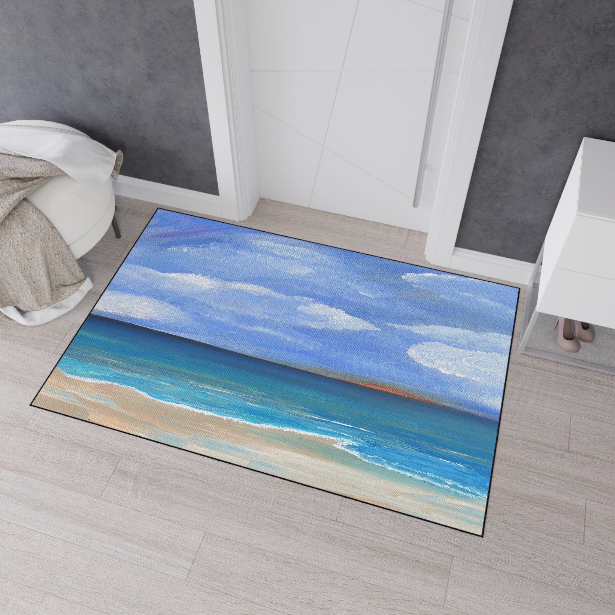 Coastal Calm Heavy-Duty Floor Mat — Ocean Beach Seascape Doormat