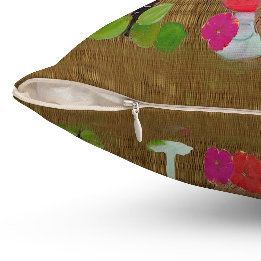 Happy Hour Tropical Pillow — Cocktail Bar Decorative Throw Pillow