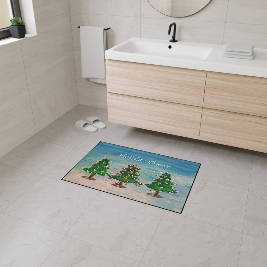 Holiday Cheer Floor Mat - Festive Christmas Trees Welcome Mat