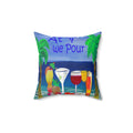 Beach Cocktail Pillow — "At 4 we Pour" Tropical Drink Decorative Throw Pillow