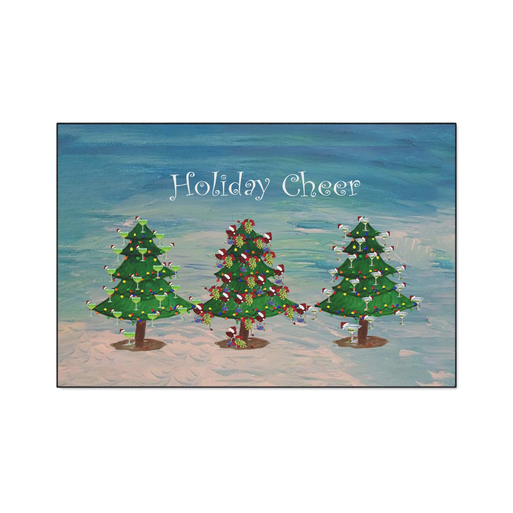 Holiday Cheer Floor Mat - Festive Christmas Trees Welcome Mat