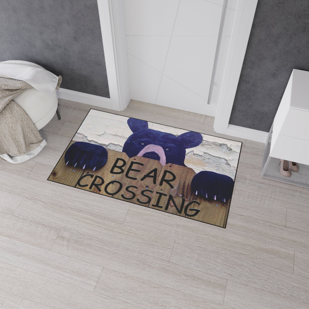 Bear Crossing Heavy-Duty Floor Mat — Rustic Welcome Doormat for Porch & Entry