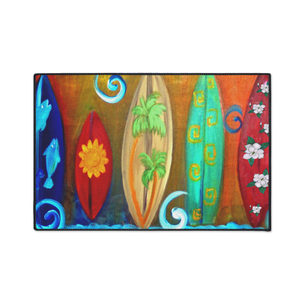 Surfboard Beach Floor Mat — Heavy Duty Tropical Welcome Mat