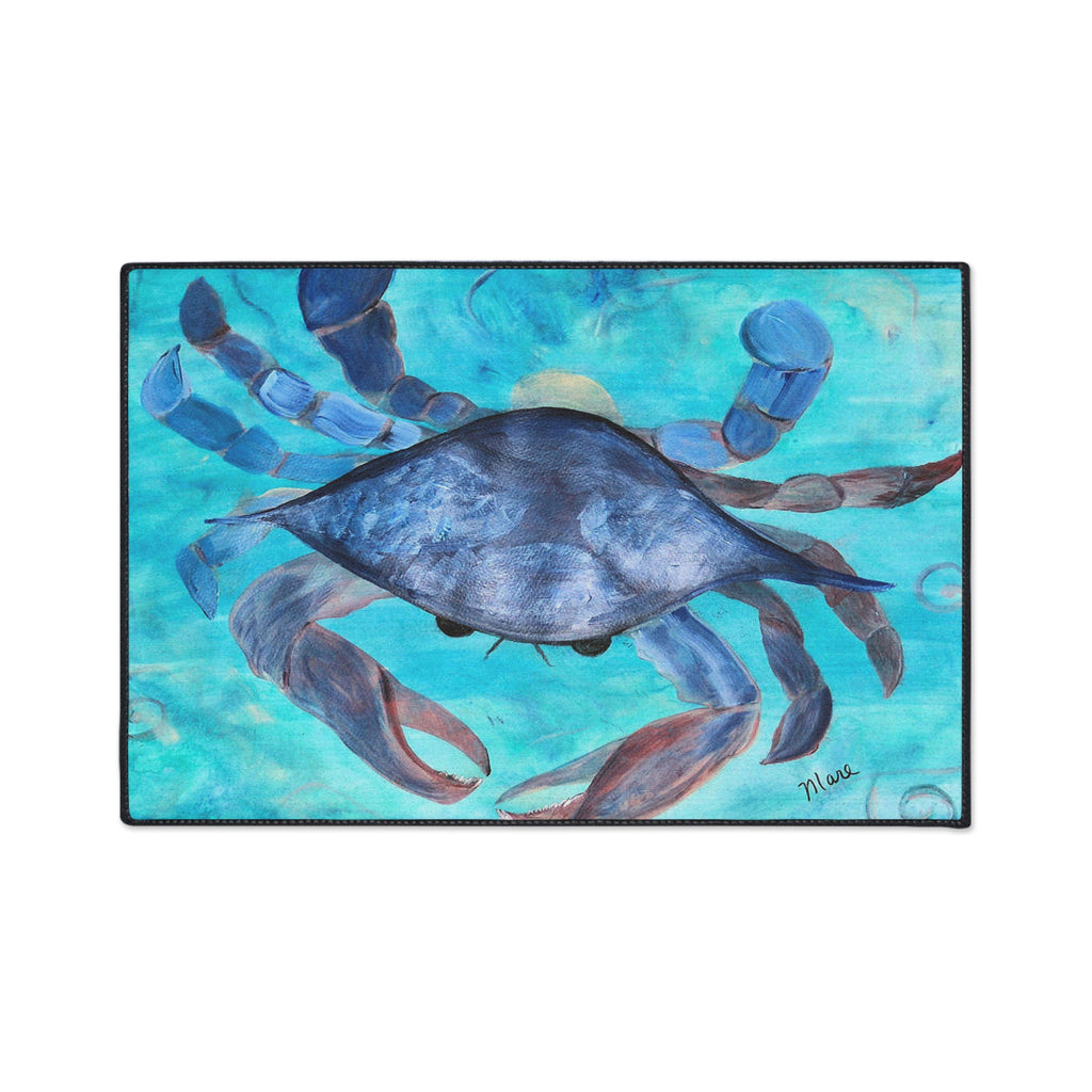 Blue Crab Coastal Floor Mat — Heavy Duty Ocean-Themed Doormat