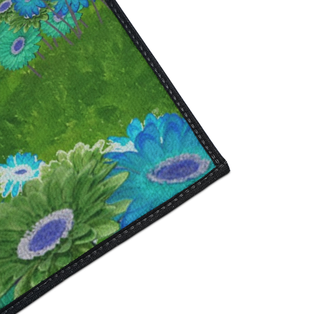 Welcome Blue Truck Doormat - Heavy Duty Floor Mat with Sunflowers