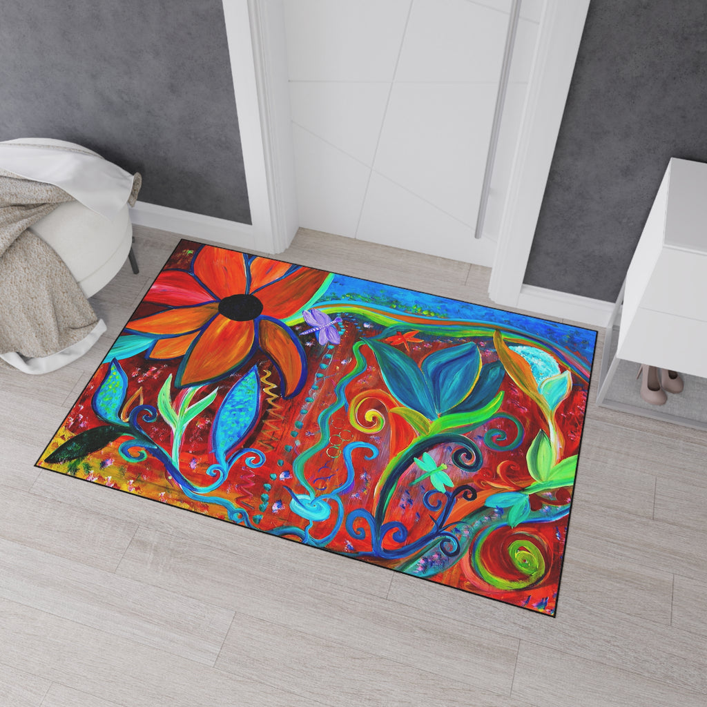 Colorful Floral Heavy-Duty Floor Mat — Bright Botanical Entry Rug