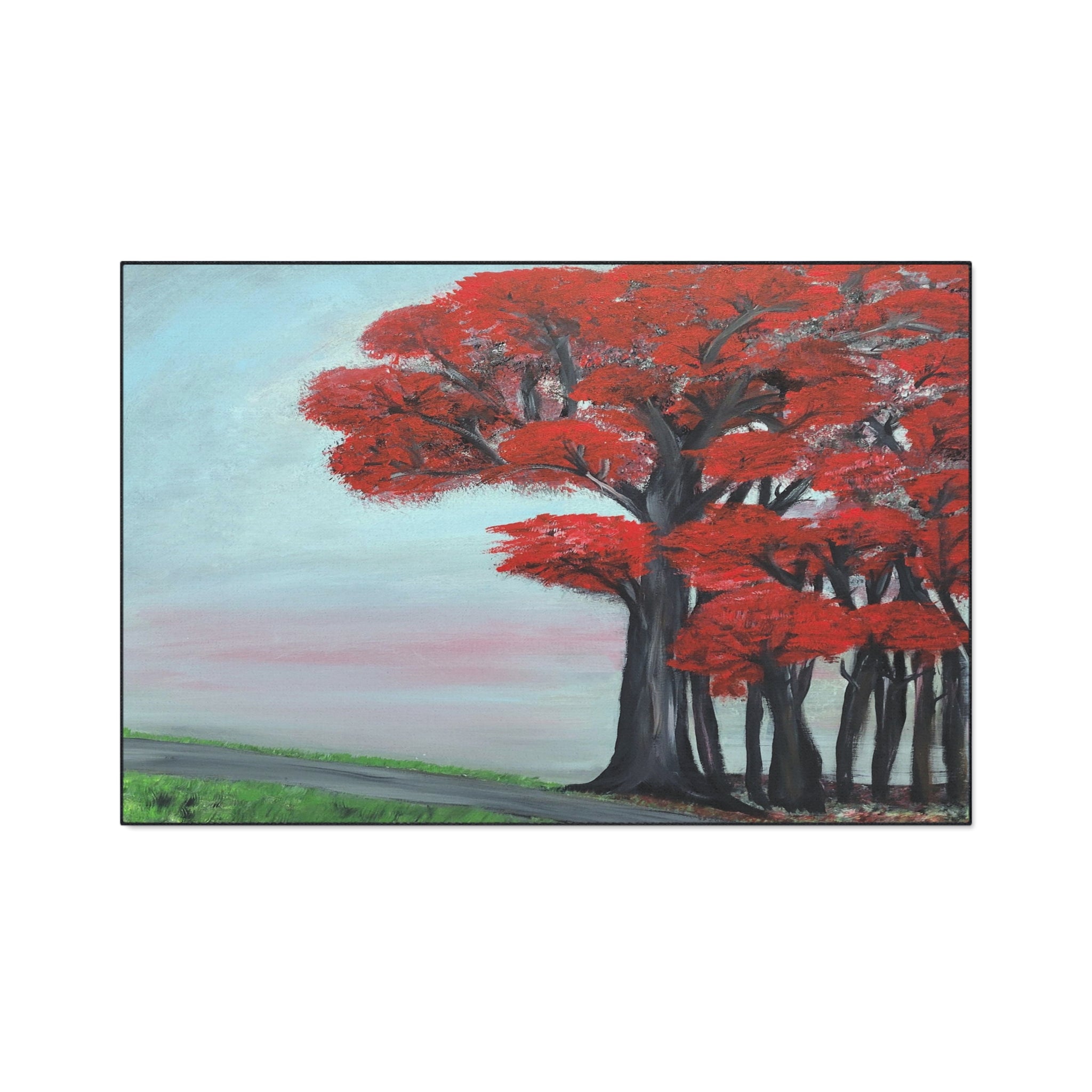 Red Tree Landscape Floor Mat — Durable Heavy-Duty Entry Rug