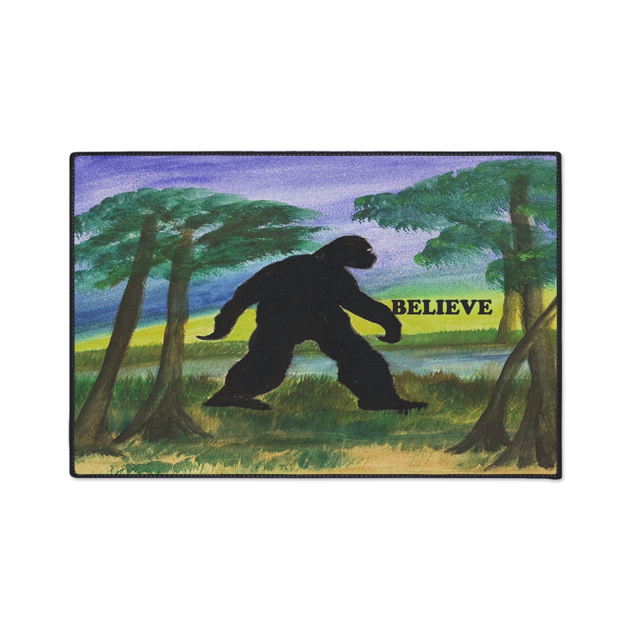 Believe Sasquatch Floor Mat - Bigfoot Forest Welcome Doormat