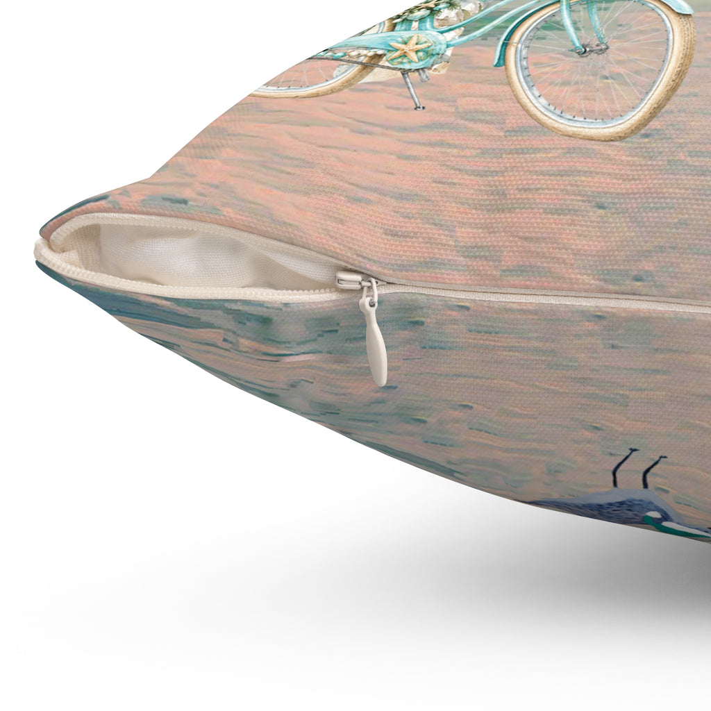 Coastal Christmas Pillow — Beach Palm Tree "Merry Christmas" Throw Pillow