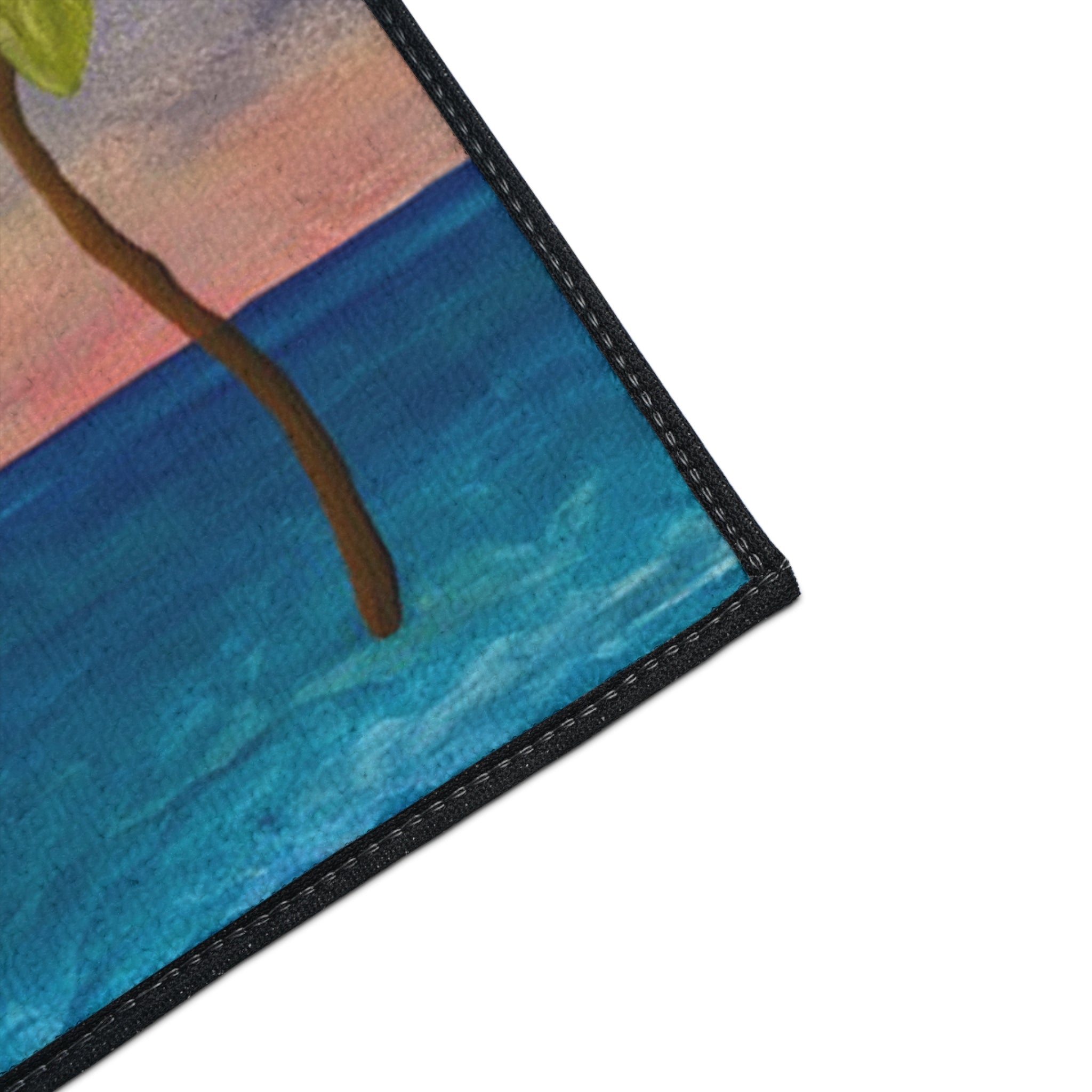 Tropical Sunset Colorful Palm Trees Floor Mat
