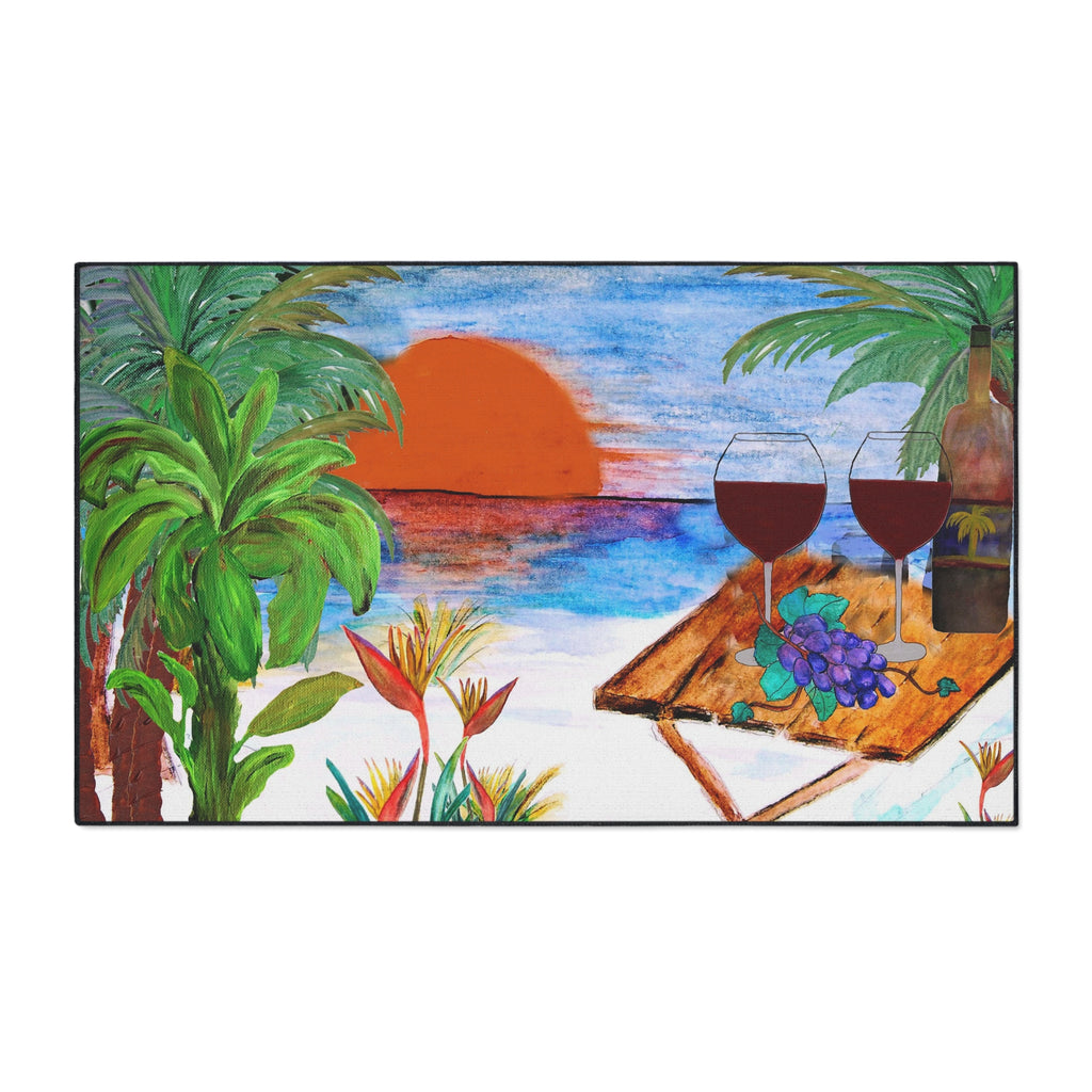 Romantic Picnic Beach Sunset Wine Heavy Duty Floor Mat