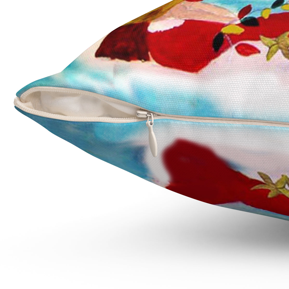Christmas Coastal Pillow — 'Merry Christmas' Tropical Santa Decorative Throw Pillow