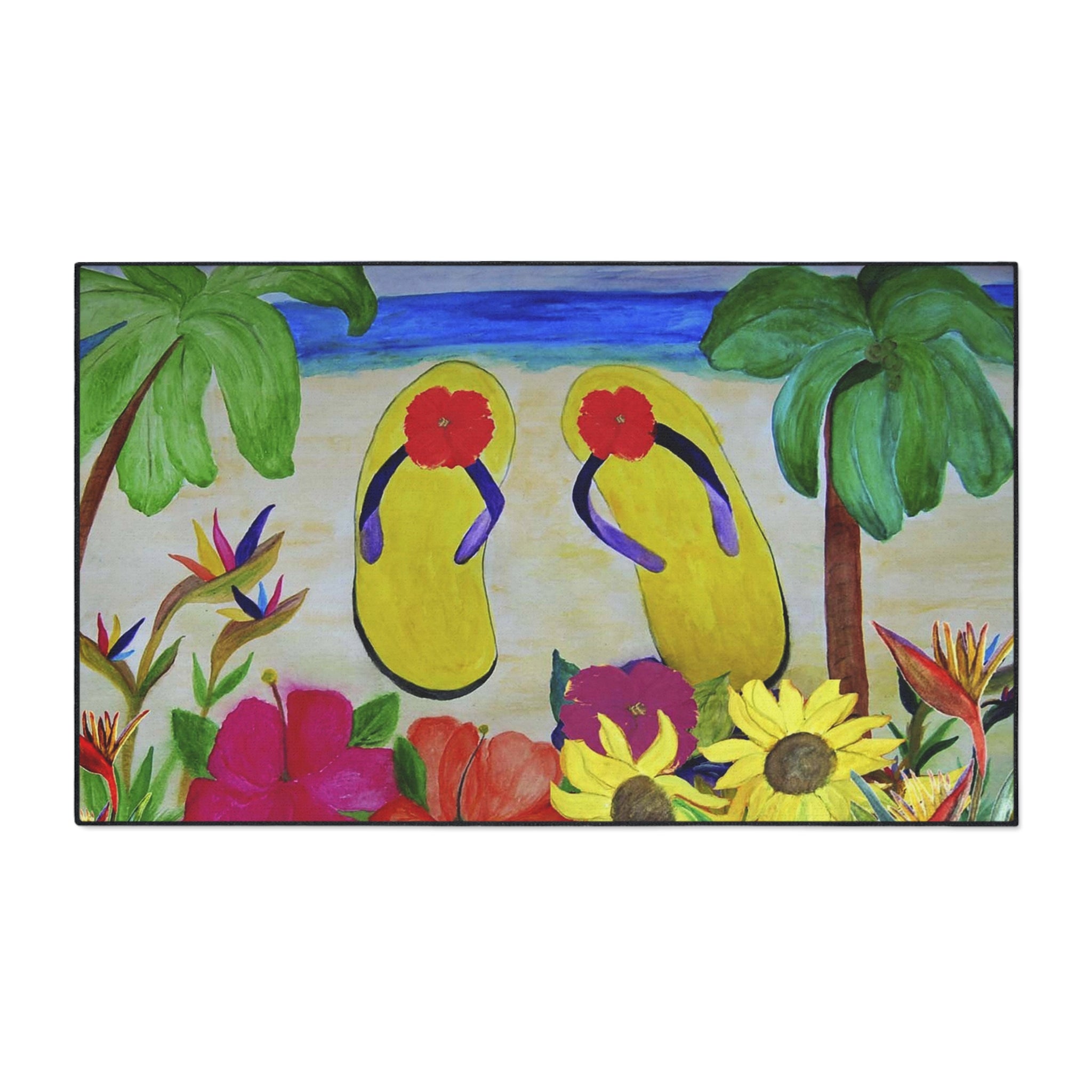 Tropical Flip Flop Doormat – Heavy Duty Beach Floor Mat