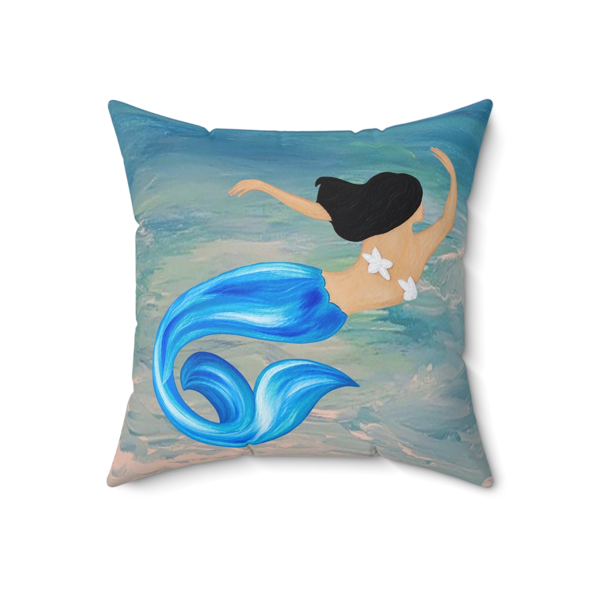 Blue Mermaid Swim Decorative Pillow