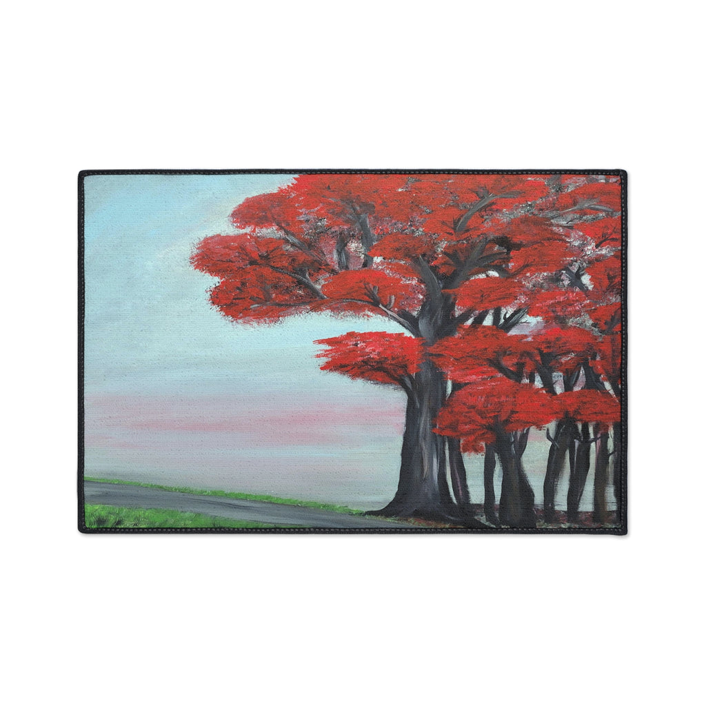 Red Tree Landscape Floor Mat — Durable Heavy-Duty Entry Rug