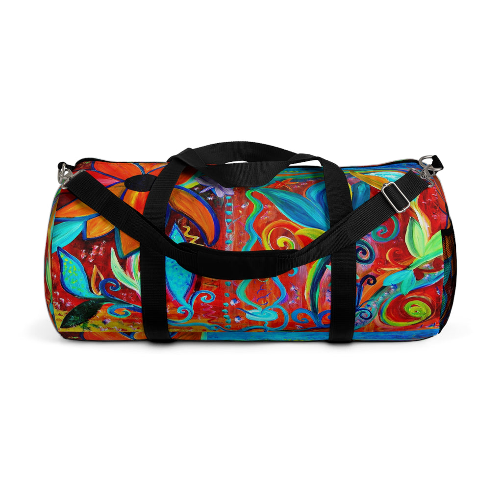 Vibrant Floral Art Duffel Bag — Colorful Abstract Travel & Gym Bag