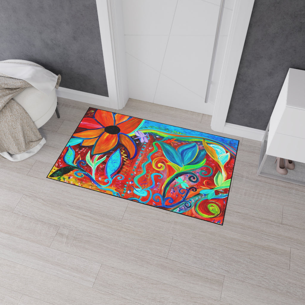 Colorful Floral Heavy-Duty Floor Mat — Bright Botanical Entry Rug
