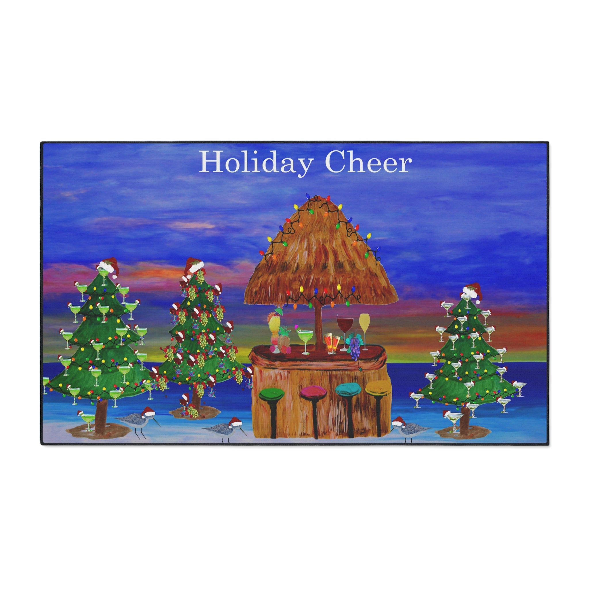 Holiday Cheer Heavy Duty Floor Mat — Tiki Bar Beach Christmas Doormat