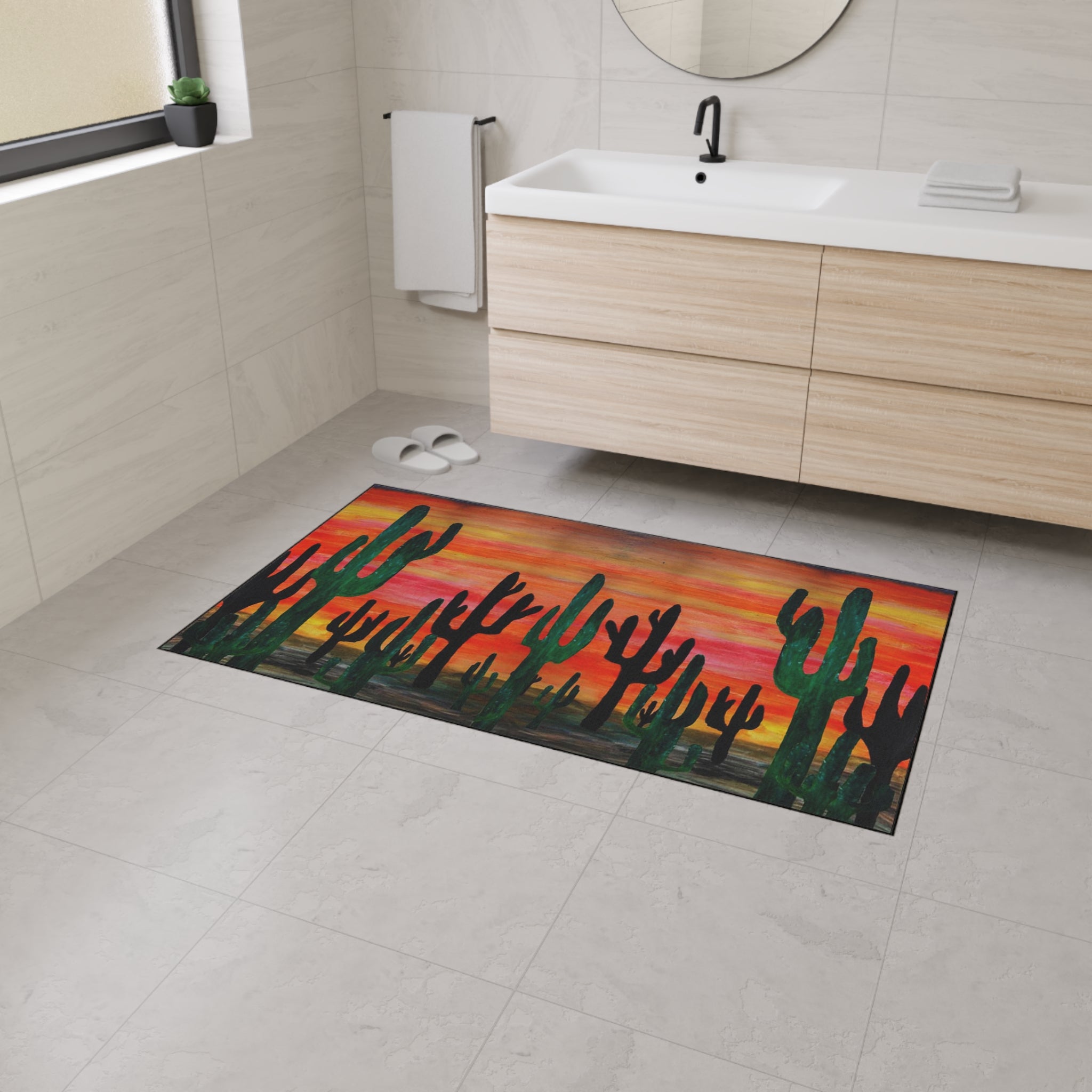 Desert Sunset Cactus Floor Mat