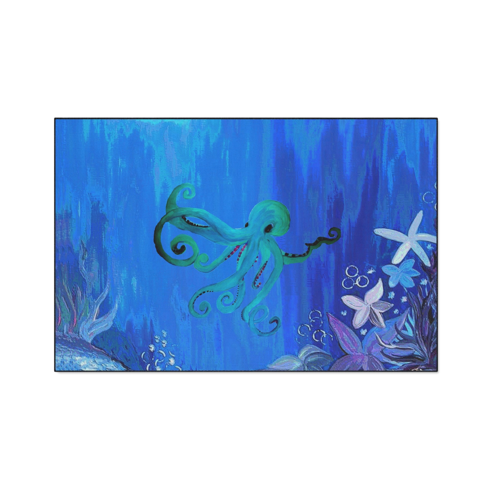 Underwater Octopus Heavy-Duty Floor Mat — Nautical Blue Entry Rug