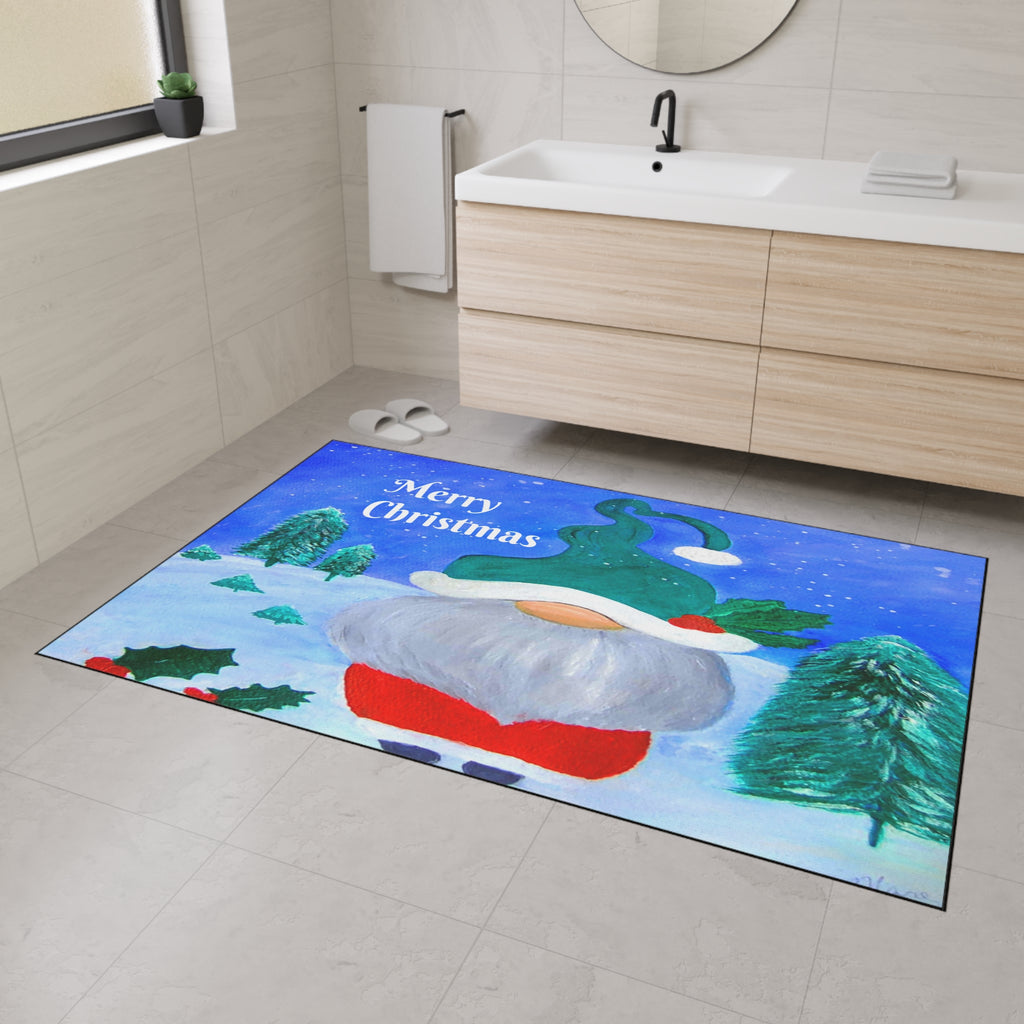 Christmas Gnome Heavy Duty Floor Mat – Merry Christmas Holiday Welcome Rug