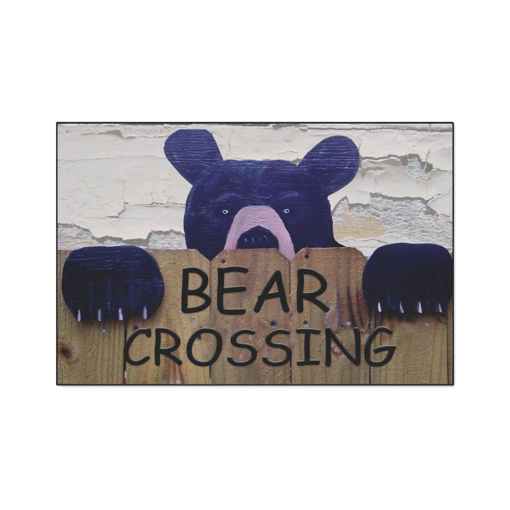 Bear Crossing Heavy-Duty Floor Mat — Rustic Welcome Doormat for Porch & Entry