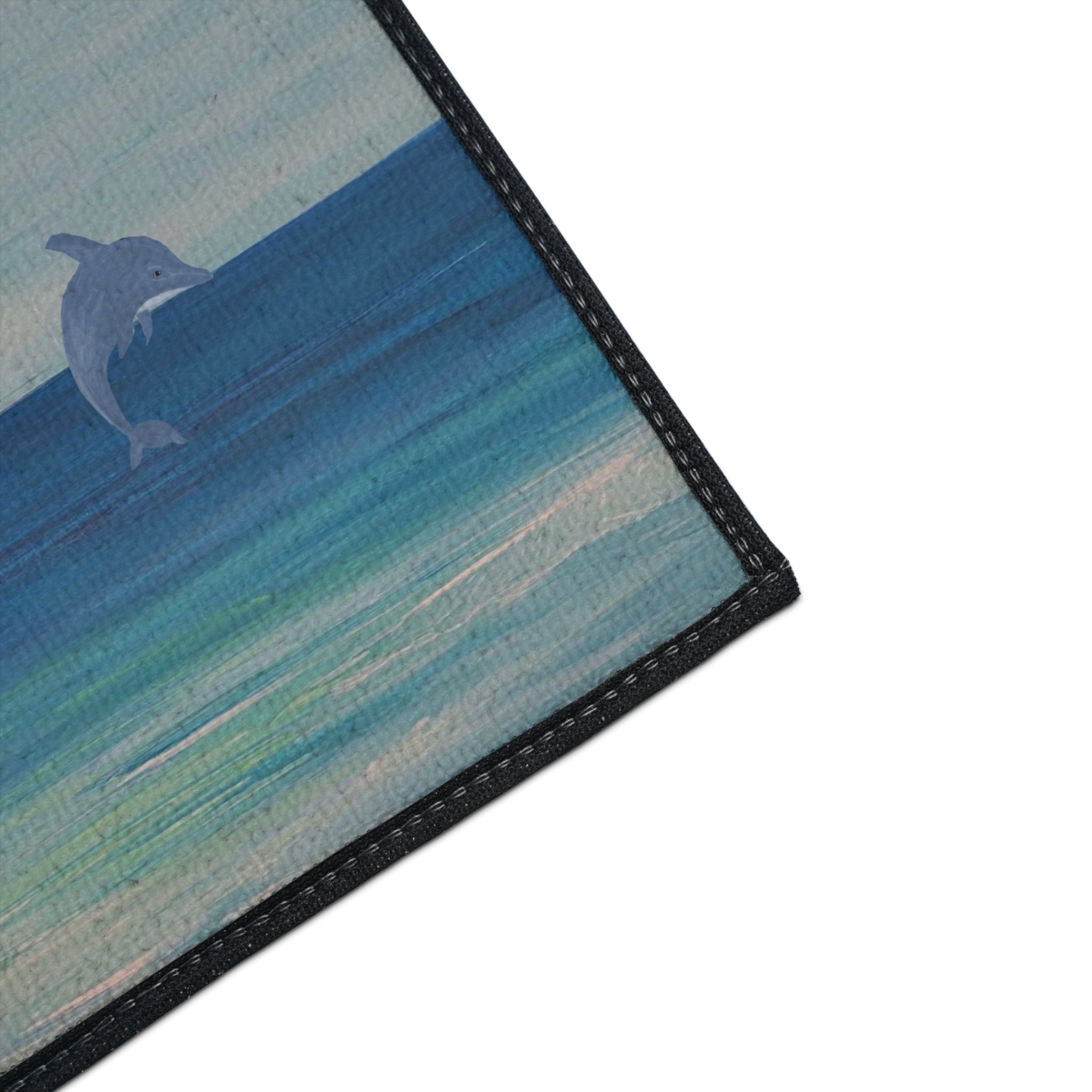 Dolphin Ocean Jump Heavy-Duty Floor Mat Coastal Beach house doormat