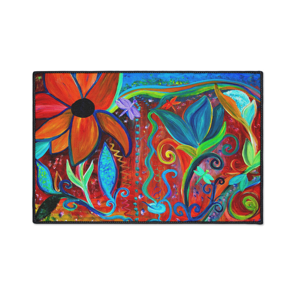 Colorful Floral Heavy-Duty Floor Mat — Bright Botanical Entry Rug