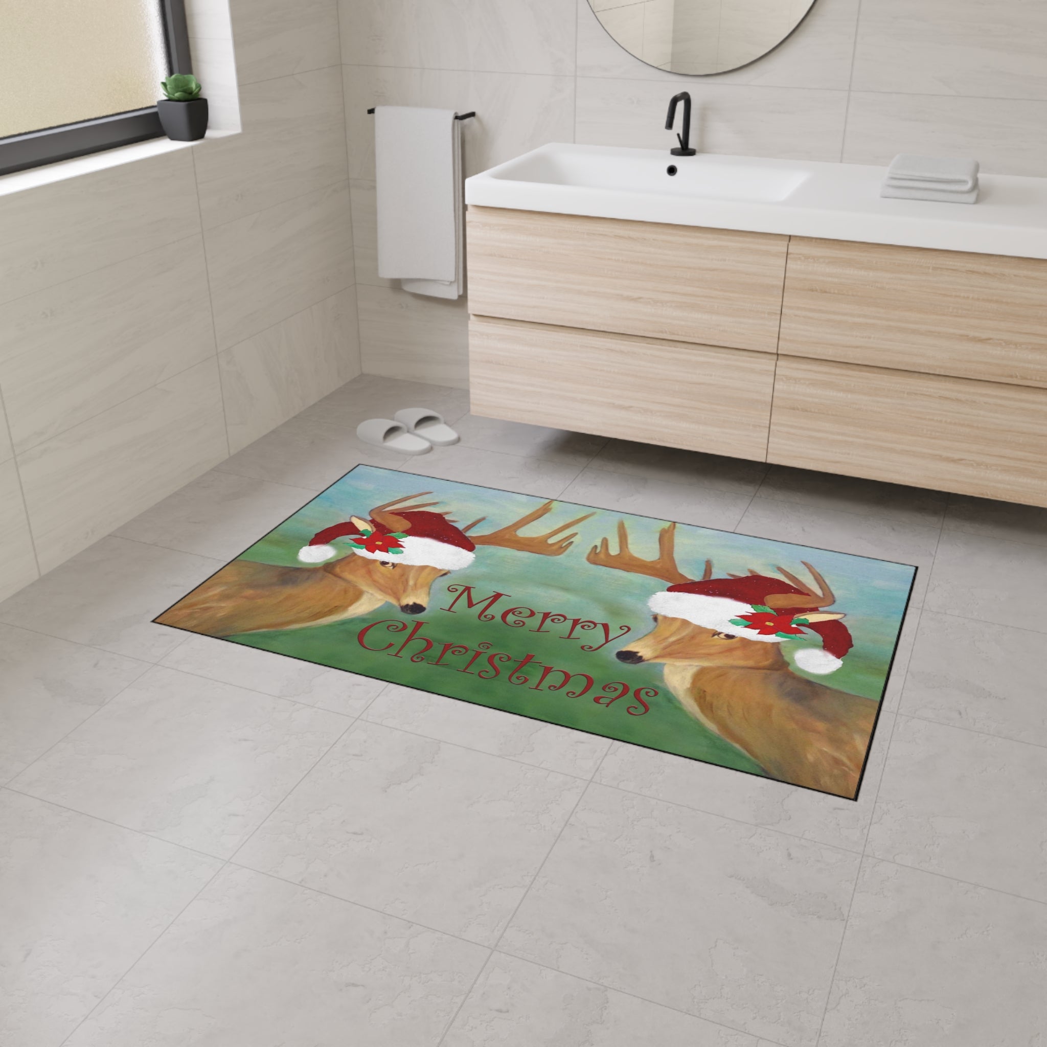 Christmas Deer Floor Mat — Merry Christmas Holiday Doormat