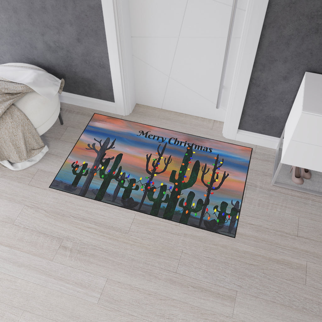 Christmas Cactus Floor Mat – Merry Christmas Desert Scene Doormat