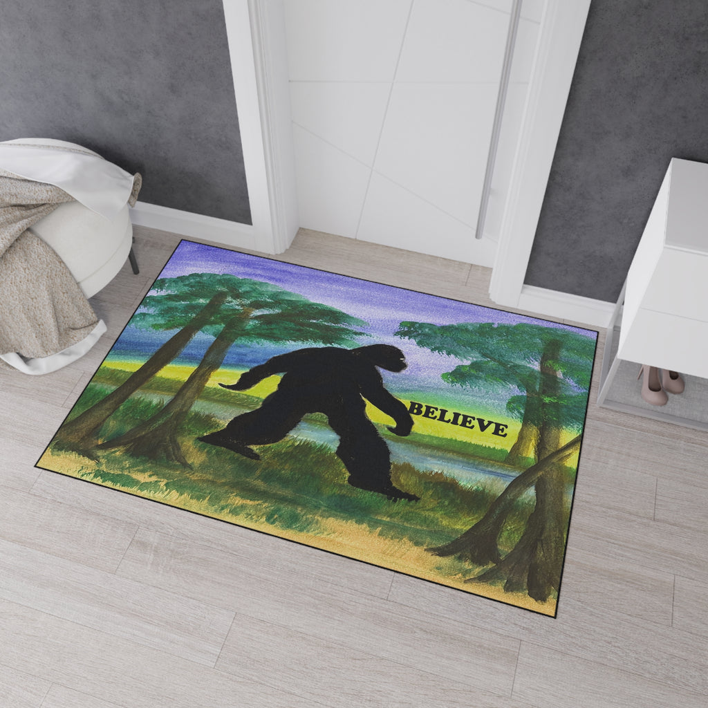 Believe Sasquatch Floor Mat - Bigfoot Forest Welcome Doormat