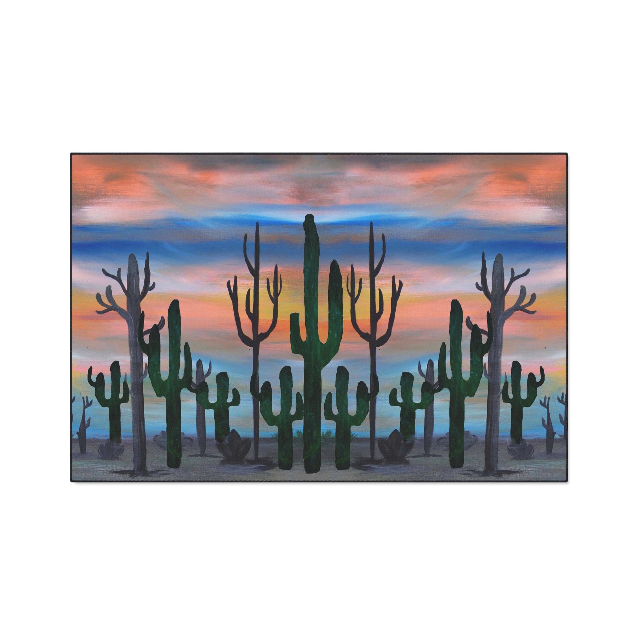 Desert Sunset Cactus Floor Mat — Heavy Duty Welcome Rug
