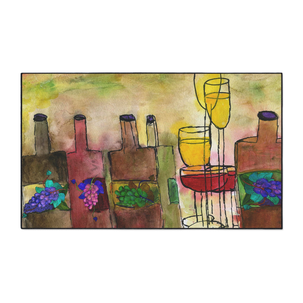 Tuscany Wine bottles artsy floor mat rug.