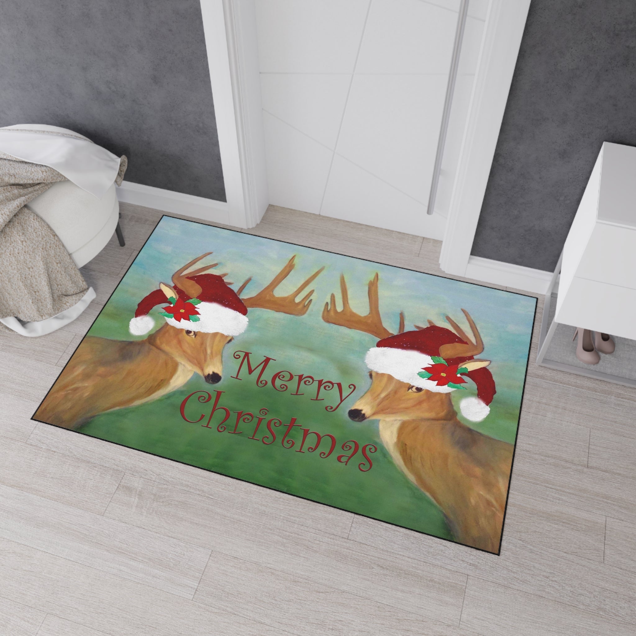 Christmas Deer Floor Mat — Merry Christmas Holiday Doormat