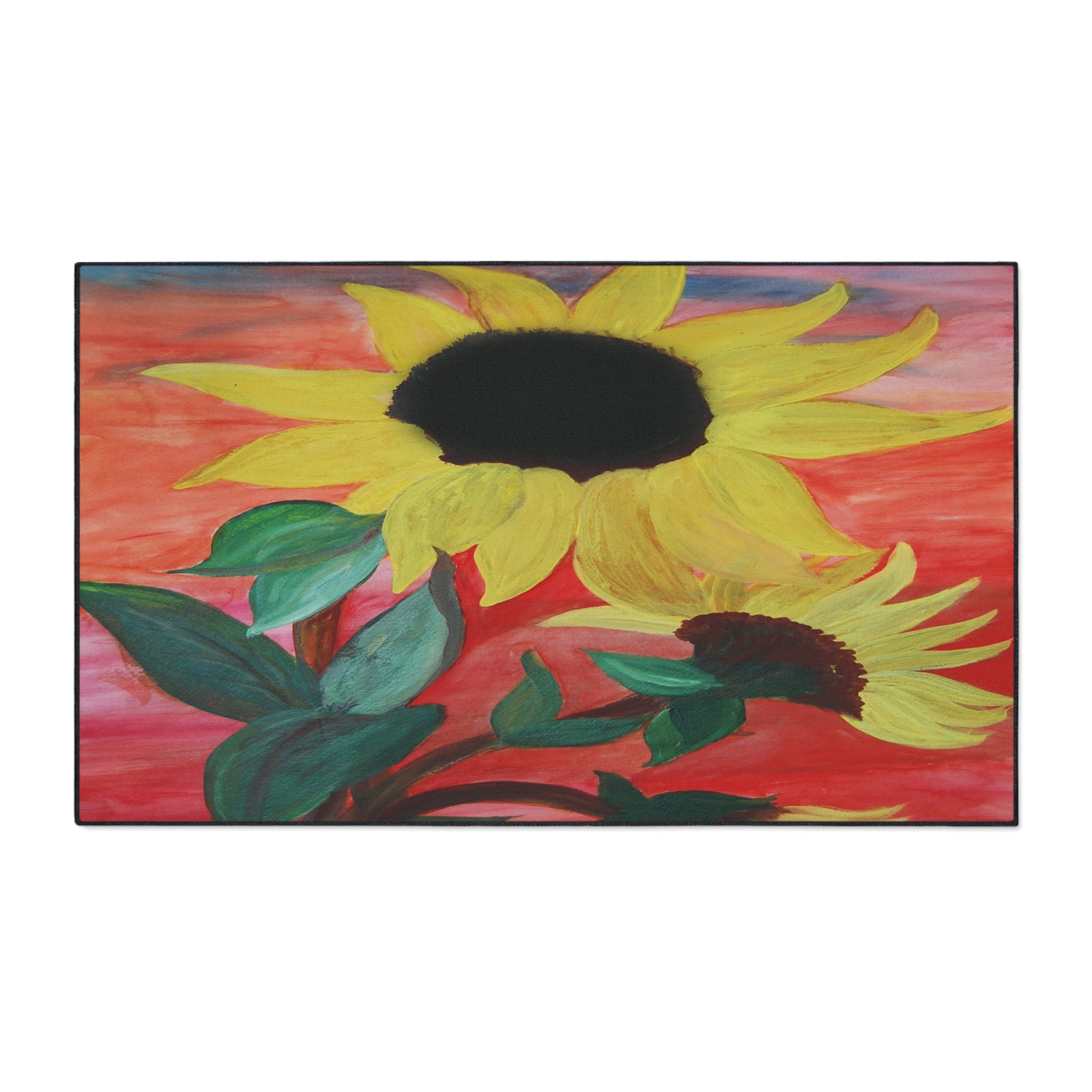 Sunflower Art Heavy-Duty Floor Mat — Bold Yellow Floral Entry Rug