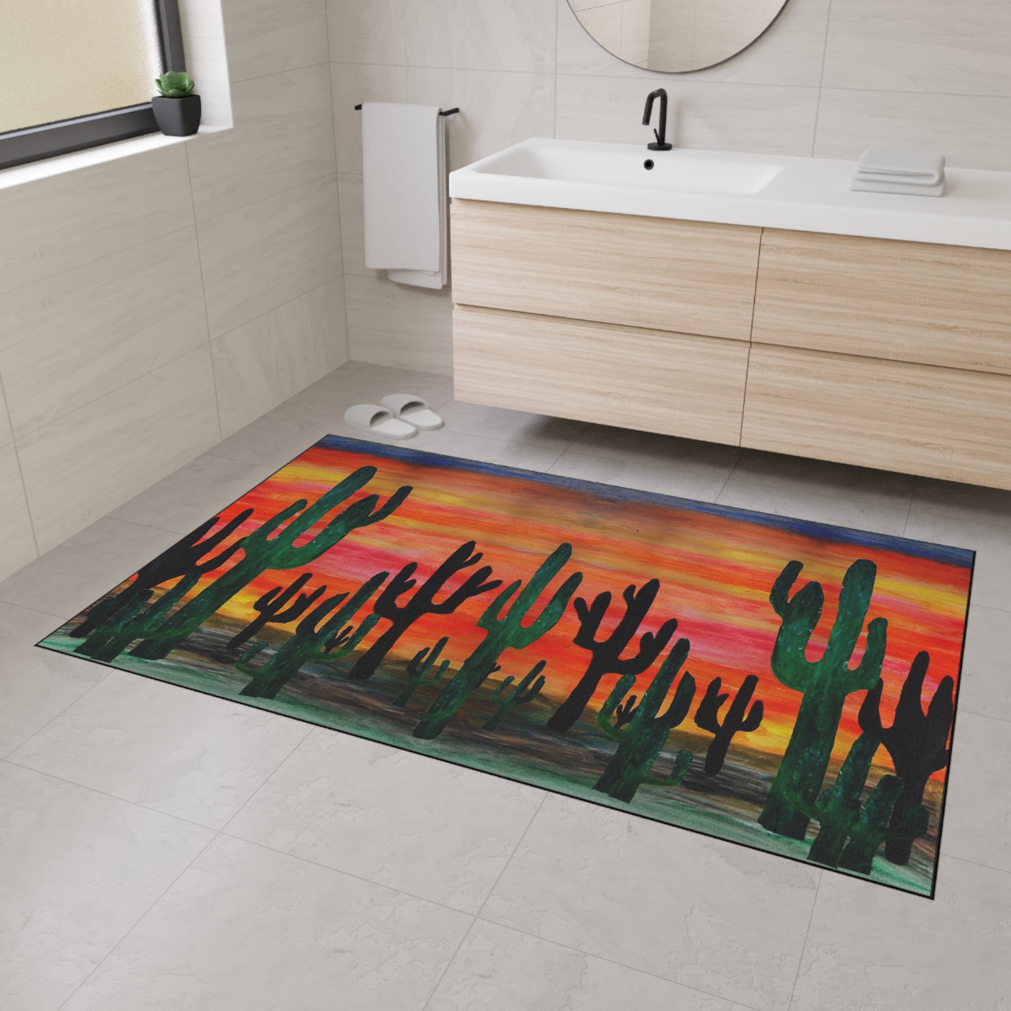 Desert Sunset Cactus Floor Mat