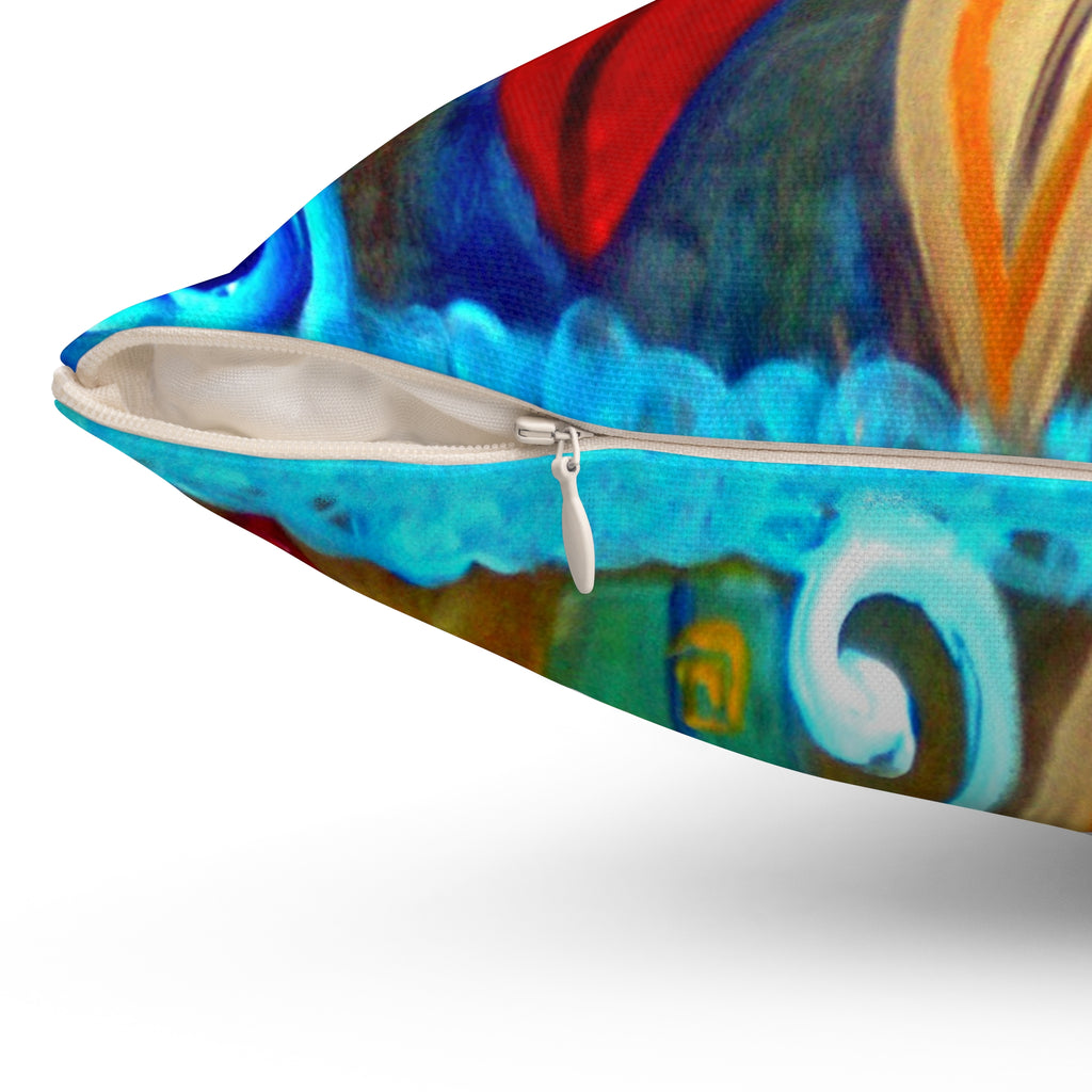 Surfboard Art Decorative Pillow — Colorful Tropical Beach Throw Pillow